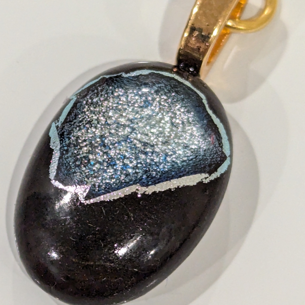 Unique Hand crafted artisan bag charm or key chain with Dichroic glass